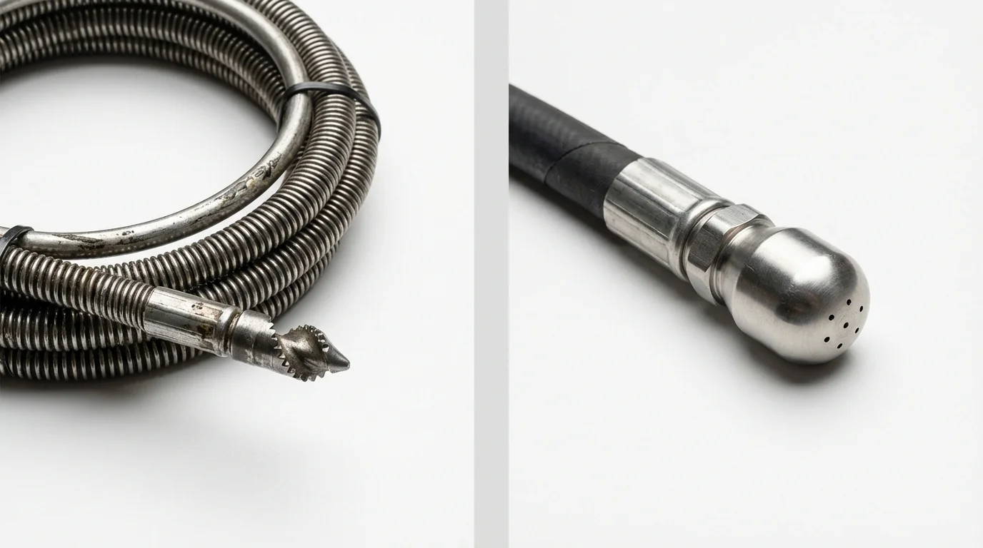 Drain snake cable and hydro jetting nozzle used for drain cleaning in Gates Mills, OH