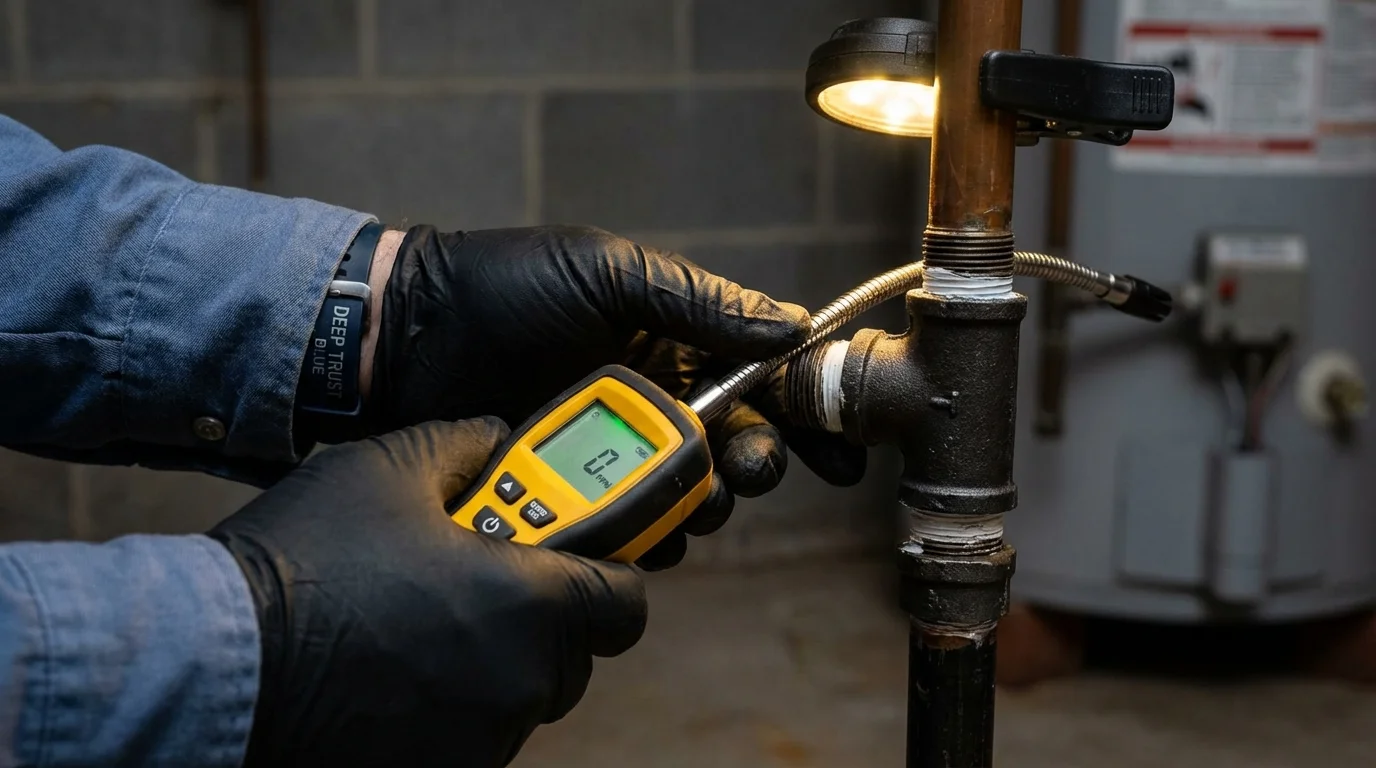 Gas leak detection with electronic sniffer by Johns Plumbing LLC in Gates Mills