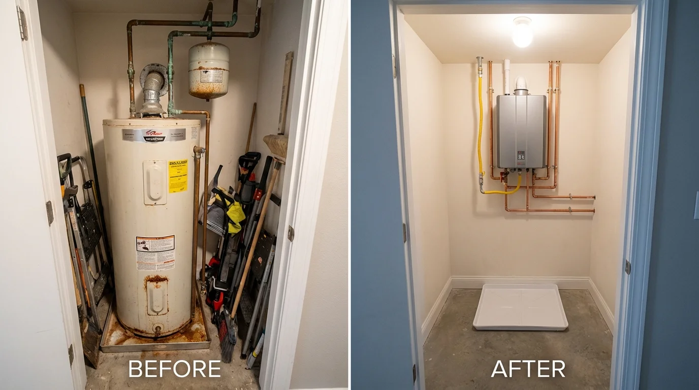 Tank water heater versus wall-mounted tankless unit comparison for Gates Mills, OH homeowners